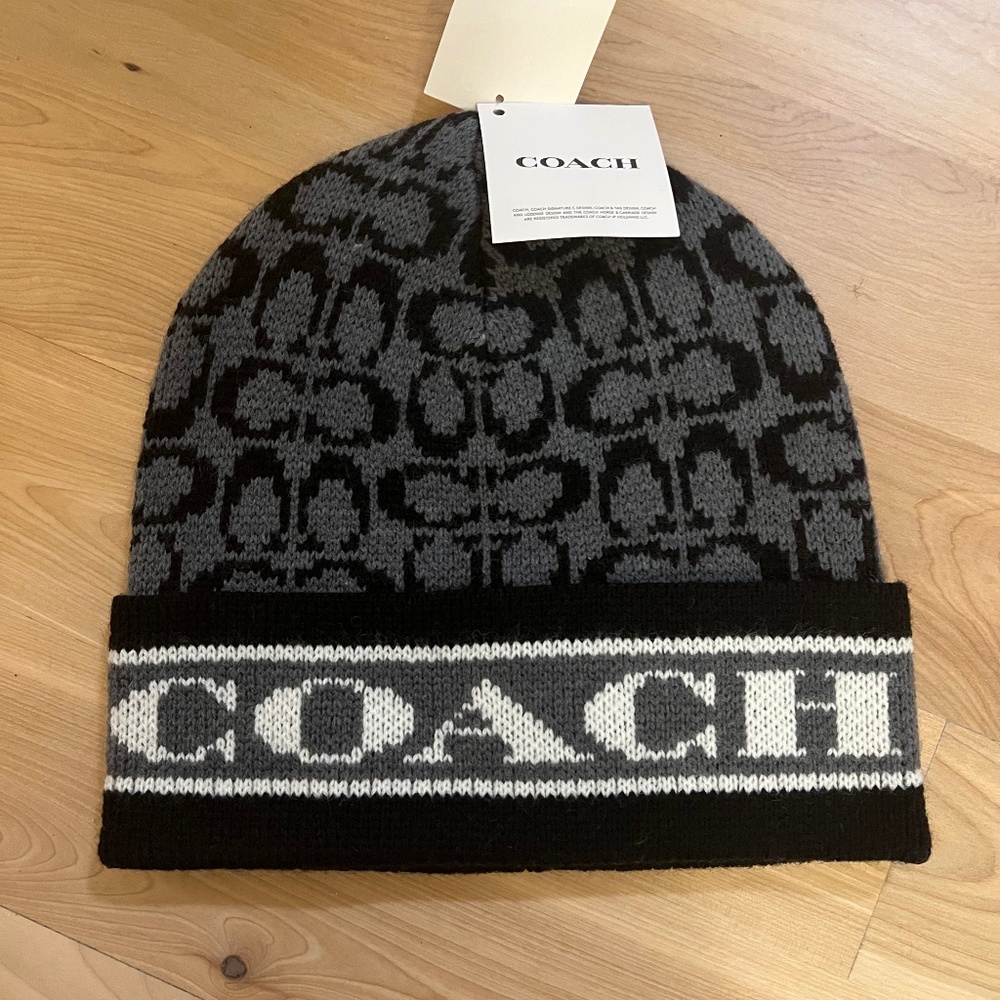 Coach signature logo beanie
